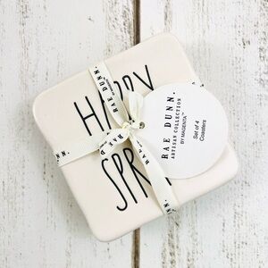 Rae Dunn Happy Spring Ceramic Coaster Set
